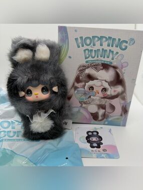 Yooki‎ Hopping Bunny Plush Pendant Keychain Confirmed Night Gray Rabbit